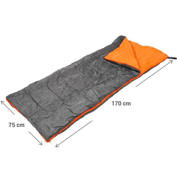 2er-Set 3-Jahreszeiten-Schlafsack - 0-27°C - Warm, mobil & ideal für Outdoor, Camping, Festivals - 170x70cm, Polyester, Anthrazit/Orange, inkl. Tragtasche