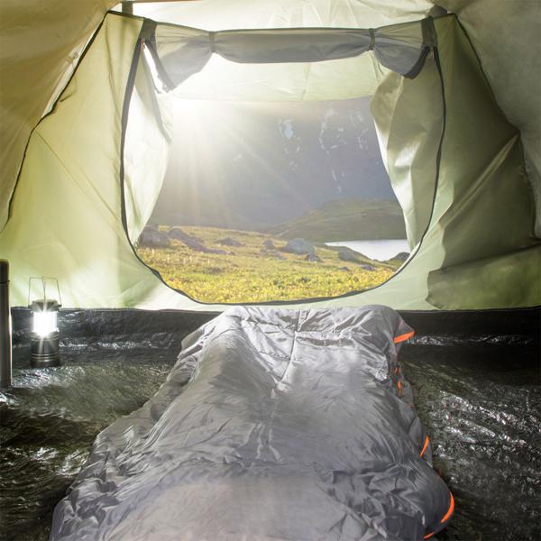 2er-Set 3-Jahreszeiten-Schlafsack - 0-27°C - Warm, mobil & ideal für Outdoor, Camping, Festivals - 170x70cm, Polyester, Anthrazit/Orange, inkl. Tragtasche