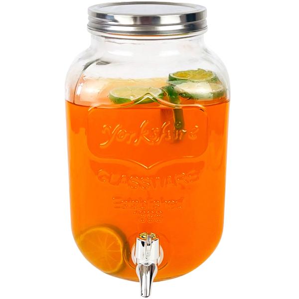Vintage Glas-Getränkespender, 4 Liter, Einmachglas-Design, mit Zapfhahn & Deckel, perfekter Getränkespender für stilvolles Servieren
