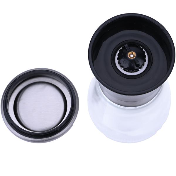 Salz-/Pfeffermühle: Glas & Edelstahl, Keramik-Mahlwerk - 160ml, Ø 13,2cm - Mahlgrad stufenlos einstellbar - für maximales Aroma