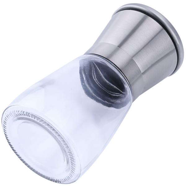 Salz-/Pfeffermühle: Glas & Edelstahl, Keramik-Mahlwerk - 160ml, Ø 13,2cm - Mahlgrad stufenlos einstellbar - für maximales Aroma
