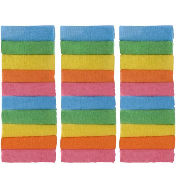 Mikrofasertücher in 5 verschiedenen Farben, 30 Stück 30 x 30 cm