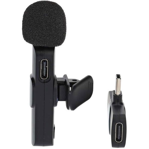 Kabelloses Mini-Mikrofon - Kristallklare Audio für professionelle Aufnahmen, Vlogs & Interviews - USB-C, 360° HD, bis 5h Laufzeit, Schwarz