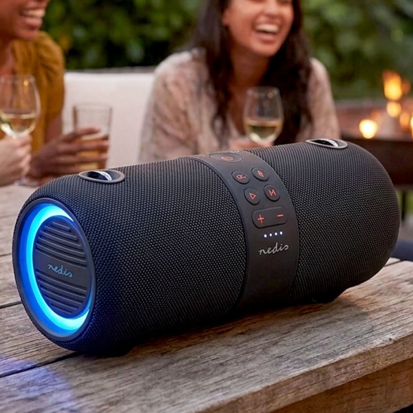 Tragbarer Bluetooth Lautsprecher 40W: LED, Stossfest & IPX6, TWS, schwarz - Kraftvoller Sound mit Lichtshow – Robust, Outdoor, für jeden Musikgenuss