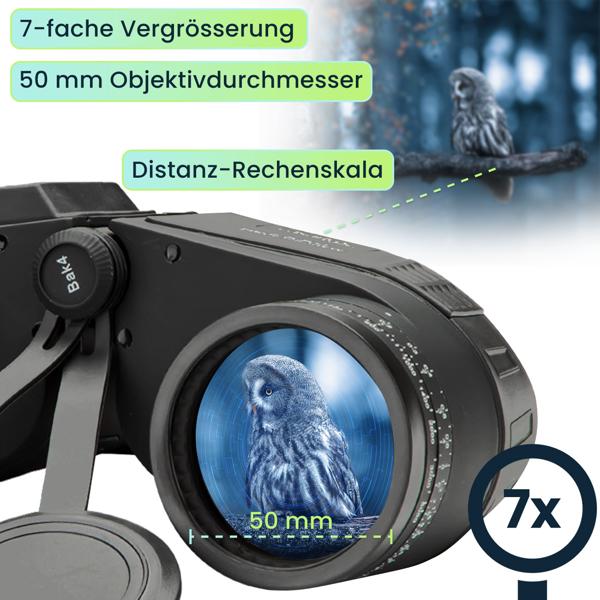 Premium Marine-Fernglas m. OLED-Display, wasserdicht IPX 7, 131 m Sehfeld, Entfernungs- und Grössenberechnung, 360°-Digitalkompass