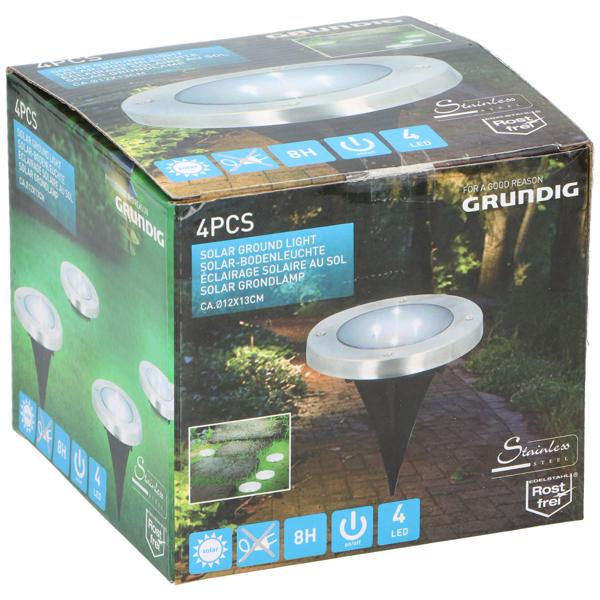 16er-Set Solar Bodenleuchte Edelstahl Ø 12x13 cm - Garten & Terrasse Beleuchtung bis 8h Leuchtdauer - Auto Ein/Aus Sensor - 4x SMD LEDs