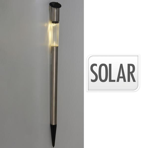 12er-Set Elegante Solar Gartenlampe aus Edelstahl, mit Erdspiess, 70 x 3 cm, stilvolle Beleuchtung für den Aussenbereich, wetterfest, langlebig & energiesparend