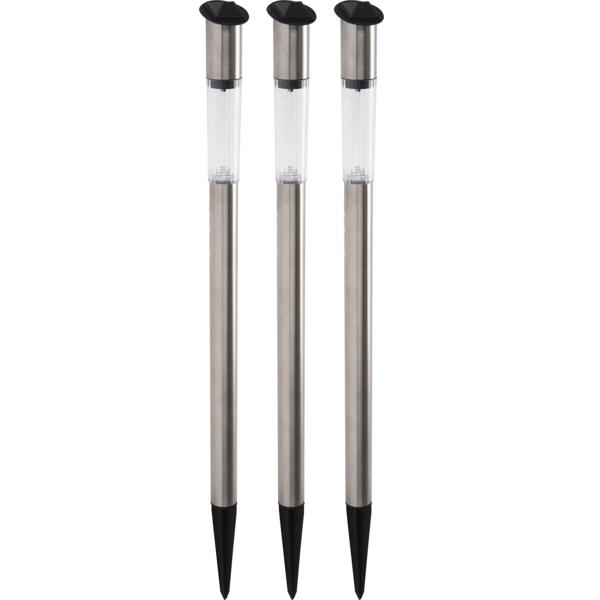 3er-Set Elegante Solar Gartenlampe aus Edelstahl, mit Erdspiess, 70 x 3 cm, stilvolle Beleuchtung für den Aussenbereich, wetterfest, langlebig & energiesparend