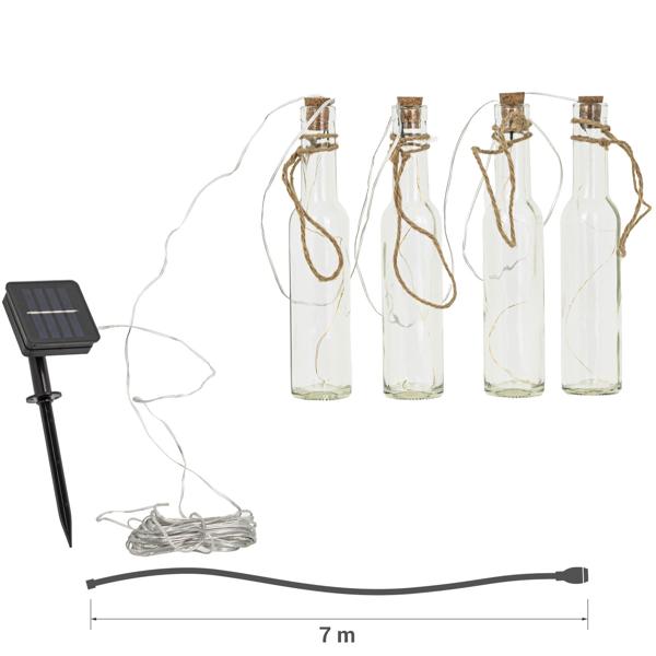 Originelle Solar Flaschen-Lichterkette, warmweisses Licht – Dekorative LED-Lichter für Garten, Balkon & Terrasse, stimmungsvolle Beleuchtung