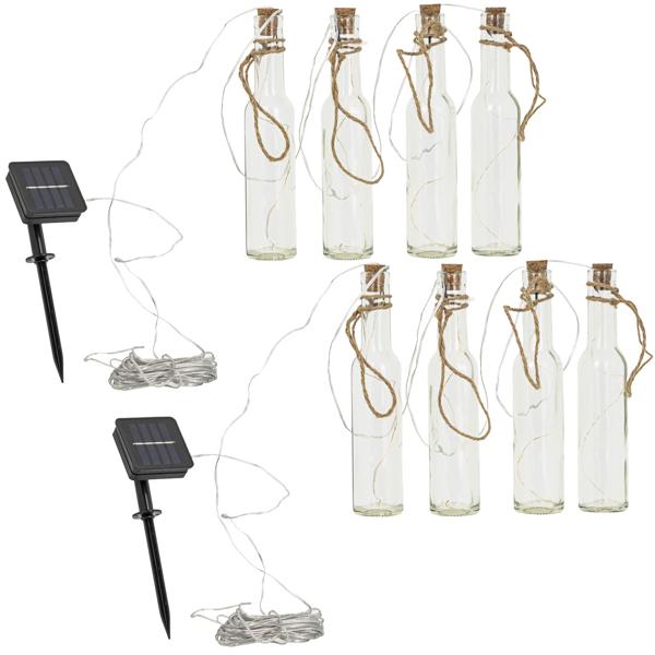 2er-Set Originelle Solar Flaschen-Lichterkette, warmweisses Licht – Dekorative LED-Lichter für Garten, Balkon & Terrasse, stimmungsvolle Beleuchtung