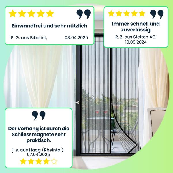 2er-Set Magnetischer Insektenschutz-Türvorhang, 210x100cm – Schutz vor Fliegen, Schnaken & Wespen, ohne Bohren, einfache Montage