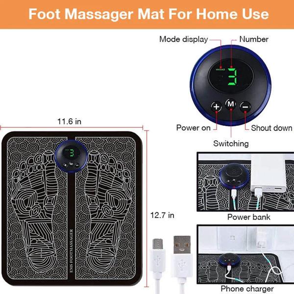 Faltbare EMS Fussmassagematte mit 8 Massagemodi, Akkubetrieb