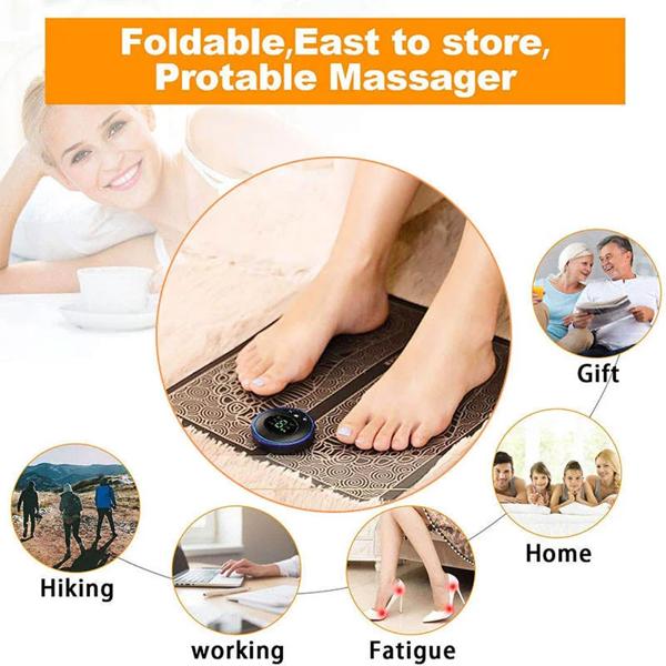 Faltbare EMS Fussmassagematte mit 8 Massagemodi, Akkubetrieb