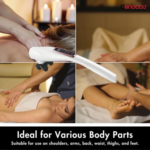 Akku-Massagegerät, 6 Köpfe, 12 Modi – Für Schulter, Rücken, Beine & mehr, weiss, vielseitige Tiefenmassage für den ganzen Körper