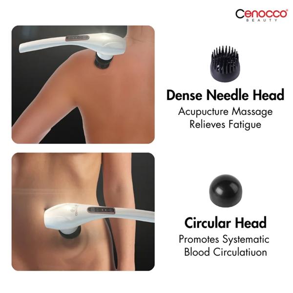 Akku-Massagegerät, 6 Köpfe, 12 Modi – Für Schulter, Rücken, Beine & mehr, weiss, vielseitige Tiefenmassage für den ganzen Körper