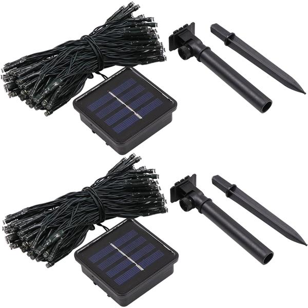 2er-Set Solar Lichterkette mit Dämmerungssensor - 8 Lichtmodi für Garten & Balkon - 12m, 100 warmweisse LEDs, IP44 Spritzwasserschutz
