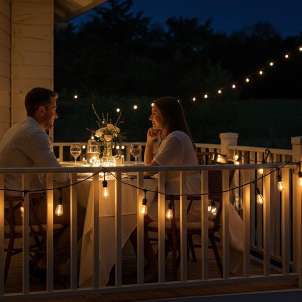 2er Set Solar-Lichterkette im Glühbirnen-Design: 10 warmweisse LEDs, 6 m, Dämmerungssensor & IP44- Gemütliche Beleuchtung für Garten & Balkon