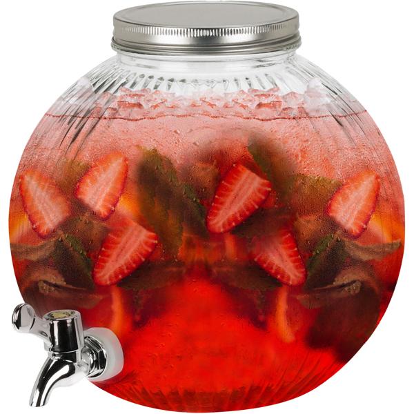 2er-Set Stilvoller Glas-Getränkespender, Kugelform, 5,5 Liter, mit Zapfhahn & Deckel – für praktisches Servieren von Getränken