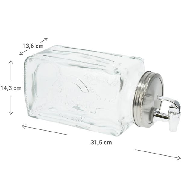 Getränkespender Glas - 3 Liter Fassungsvermögen mit Zapfhahn & Deckel - Ideal für Bowle, Limonade & Wasser - Hygienisch & stilvoll