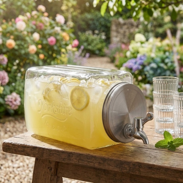 2er-Set Getränkespender Glas - je 3 Liter Fassungsvermögen mit Zapfhahn & Deckel - Ideal für Bowle, Limonade & Wasser - Hygienisch & stilvoll
