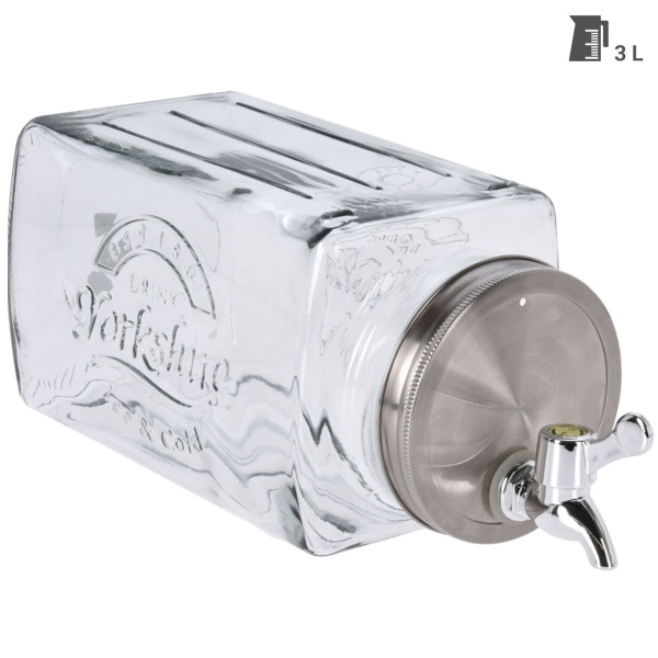 2er-Set Getränkespender Glas - je 3 Liter Fassungsvermögen mit Zapfhahn & Deckel - Ideal für Bowle, Limonade & Wasser - Hygienisch & stilvoll