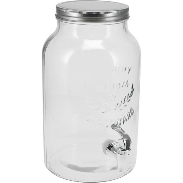 Glas Getränkespender 5.5L Zylinderform – Mit Zapfhahn & Deckel - Perfekt für Partys & Outdoor, sehr stylisch