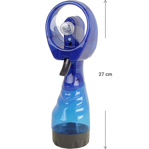 Handventilator mit Sprühfunktion (300ml, batteriebetrieben): blau/schwarz - Perfekt für unterwegs - Kühlung, Erfrischung, Komfort