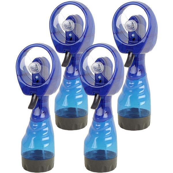 4er-Set Hand-Sprühventilator mit 300ml Wassertank – Batteriebetrieb, kühlender Wassernebel, ideal für heisse Tage, blau-schwarz