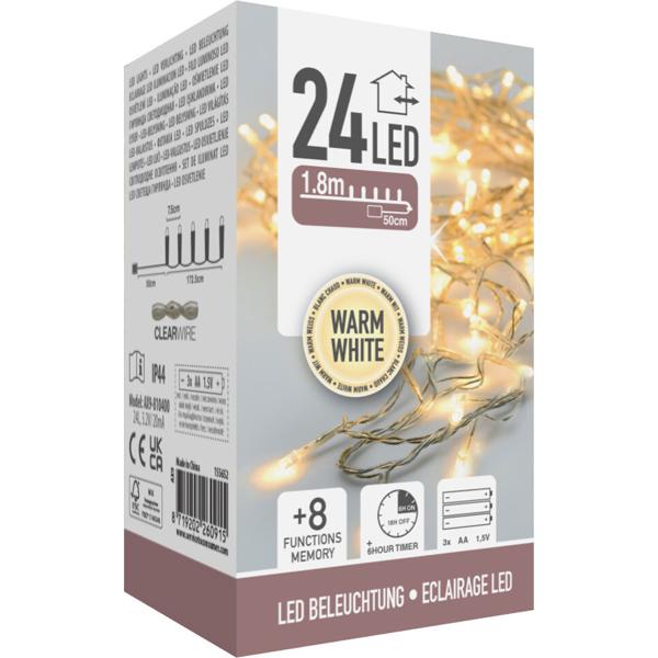 2er-Set LED Lichterkette - 8 Leuchtmodi & Timerfunktion (6h/18h) - 3,6m, 48 warmweisse LEDs, batteriebetrieben, IP44 spritzwassergeschützt für Innen & Aussen