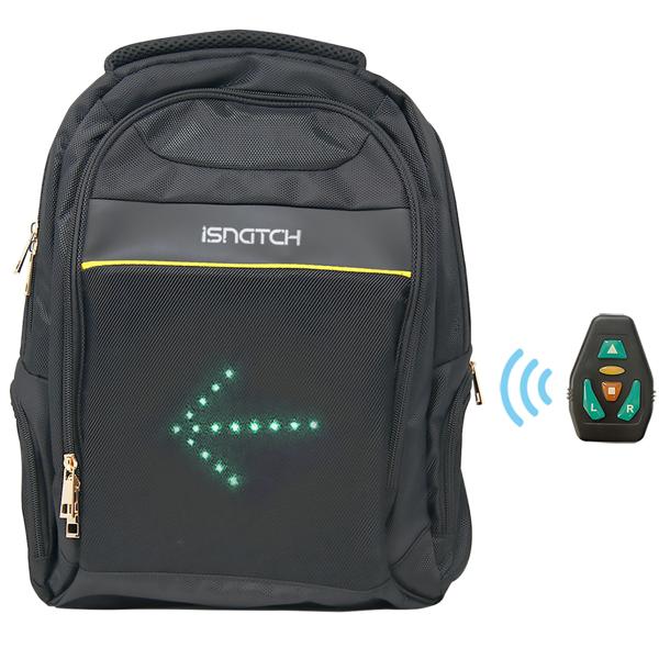 LED Blinker-Rucksack: Leuchtende Pfeile, sicher, schwarz, mit Notebook-Fach & Fernbedienung – Sichtbare Sicherheit für Fussgänger, Radfahrer & Pendler