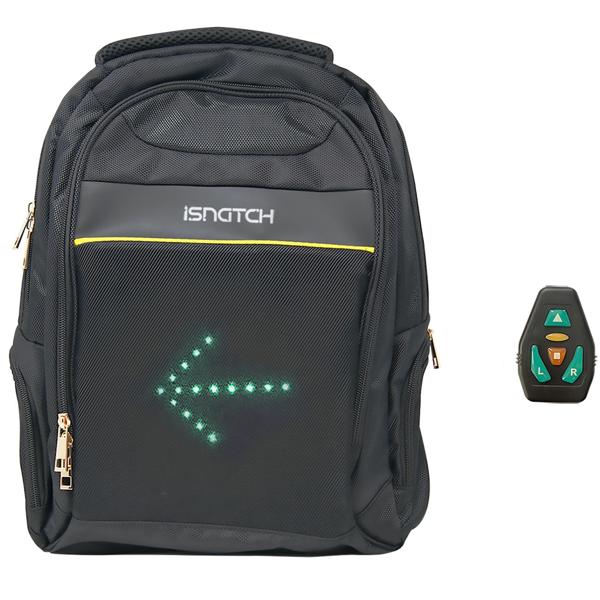 LED Blinker-Rucksack: Leuchtende Pfeile, sicher, schwarz, mit Notebook-Fach & Fernbedienung – Sichtbare Sicherheit für Fussgänger, Radfahrer & Pendler