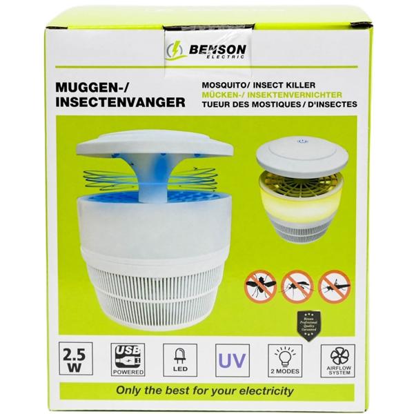 Natürlicher USB Insektenvernichter (LED, 2,5W) mit 3 UV Licht Modi – Für Räume bis 50m², weiss, ohne Chemie – Einfache & gesunde Insektenbekämpfung