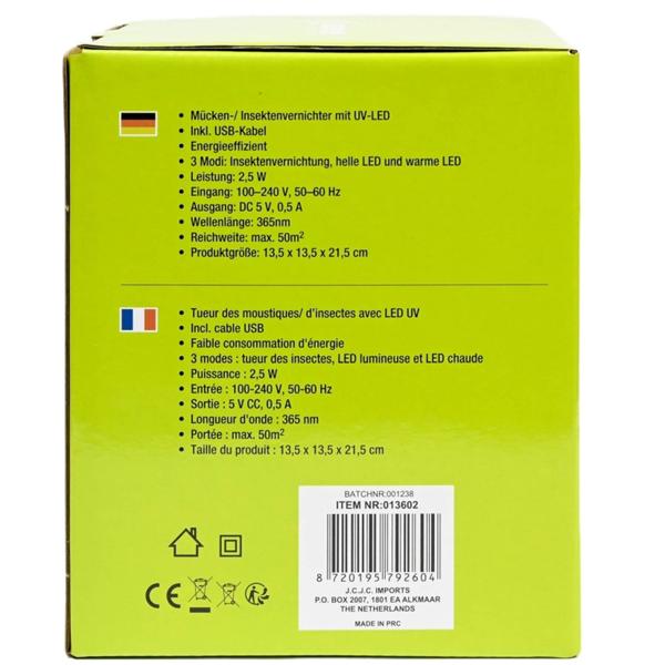 Natürlicher USB Insektenvernichter (LED, 2,5W) mit 3 UV Licht Modi – Für Räume bis 50m², weiss, ohne Chemie – Einfache & gesunde Insektenbekämpfung