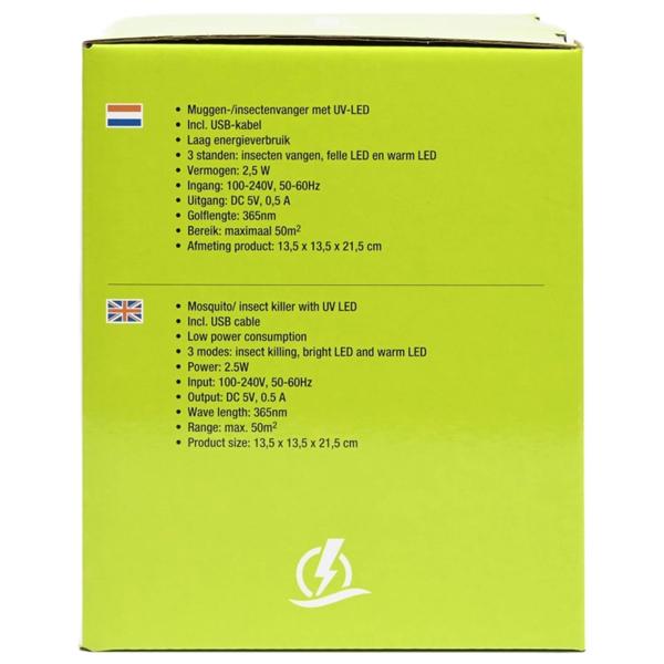 Natürlicher USB Insektenvernichter (LED, 2,5W) mit 3 UV Licht Modi – Für Räume bis 50m², weiss, ohne Chemie – Einfache & gesunde Insektenbekämpfung