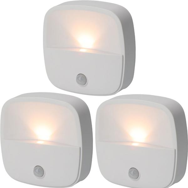 3er-Set LED Nachtlicht mit Bewegungsmelder, selbstklebend, batteriebetrieben