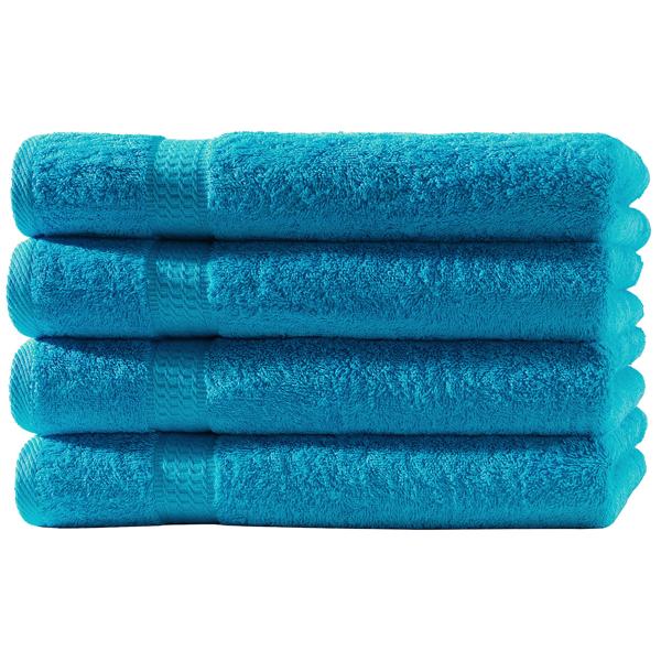 4er-Set Gästetücher - luxuriöse 100% Baumwolle, 30x50 cm, kuschelweich & saugstark - türkis mit 2 Bordüren, OEKO-TEX Standard 100, maschinenwaschbar