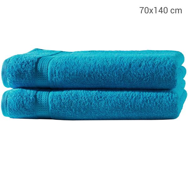 2er-Set Duschtücher - 100% luxuriöse Baumwolle - Kuschelweich, saugstark, schnell trocknend für Ihr Bad - 70x140 cm, türkis, Öko-Tex