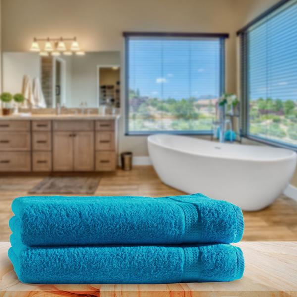 2er-Set Duschtücher - 100% luxuriöse Baumwolle - Kuschelweich, saugstark, schnell trocknend für Ihr Bad - 70x140 cm, türkis, Öko-Tex