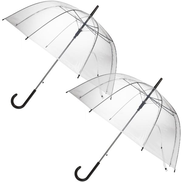 2er-Set Stabiler Regenschirm mit Automatiköffnung, transparent, Ø 85 cm, moderner und stylischer Regenlook, leichte Handhabung