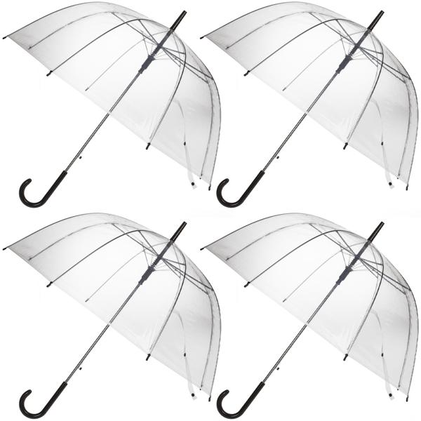 4er-Set Stabiler Regenschirm mit Automatiköffnung, transparent, Ø 85 cm, moderner und stylischer Regenlook, leichte Handhabung