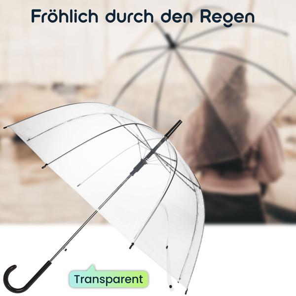 4er-Set Stabiler Regenschirm mit Automatiköffnung, transparent, Ø 85 cm, moderner und stylischer Regenlook, leichte Handhabung