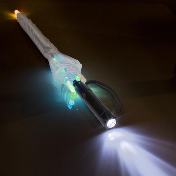 2er-Set Farbwechsel-LED Regenschirm (transparent, 98 cm) mit 10 LEDs, 2 Leuchtmodi & Taschenlampe – Einzigartig & leuchtend durch den Regen