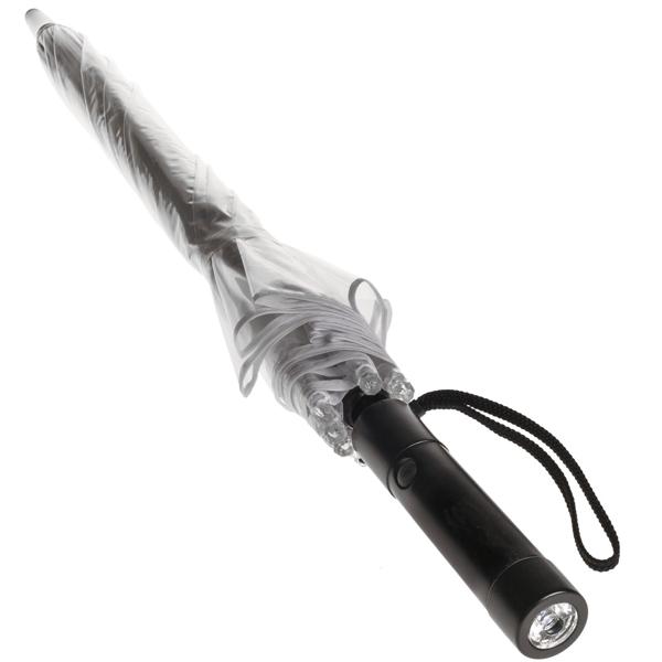 2er-Set Farbwechsel-LED Regenschirm (transparent, 98 cm) mit 10 LEDs, 2 Leuchtmodi & Taschenlampe – Einzigartig & leuchtend durch den Regen