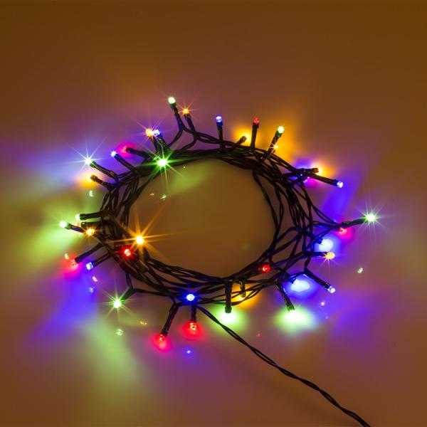 2er-Set Lichterkette für Innen und Aussen, 40 LEDs, warmweiss und bunt, Timer, IP44, Batterie, multicolor für zauberhafte Lichteffekte