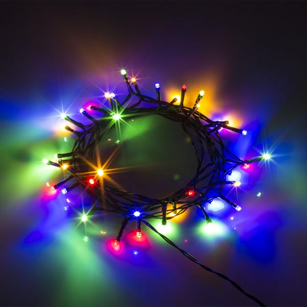 2er-Set Lichterkette für Innen und Aussen, 40 LEDs, warmweiss und bunt, Timer, IP44, Batterie, multicolor für zauberhafte Lichteffekte