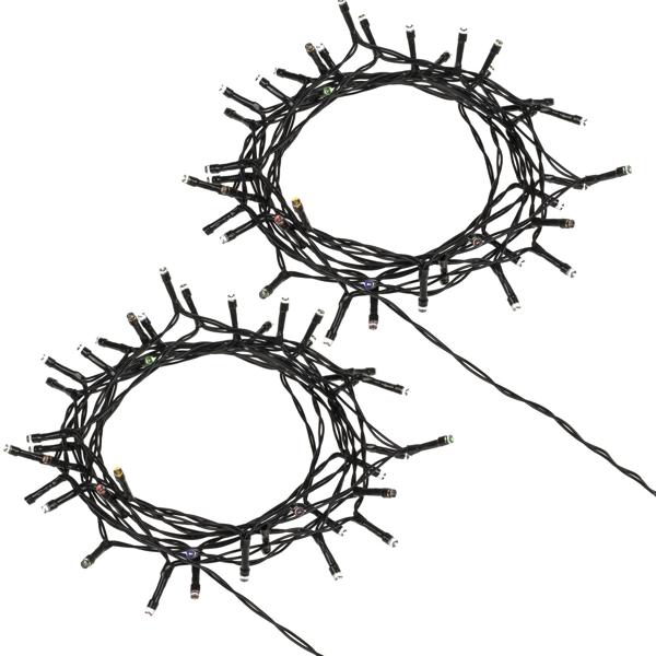 2er-Set Lichterkette für Innen und Aussen, 40 LEDs, warmweiss und bunt, Timer, IP44, Batterie, multicolor für zauberhafte Lichteffekte