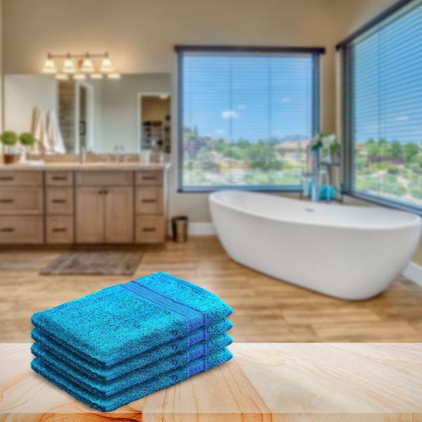 4er-Set Waschhandschuhe aus 100% Baumwolle - saugstark & strapazierfähig, weich zur Haut - 21x16cm, OEKO-TEX, 500 g/m² Frottee, türkis