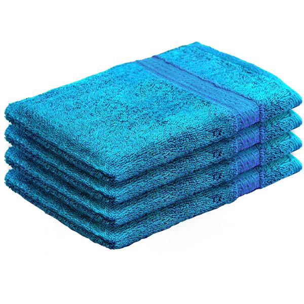 4er-Set Waschhandschuhe aus 100% Baumwolle - saugstark & strapazierfähig, weich zur Haut - 21x16cm, OEKO-TEX, 500 g/m² Frottee, türkis