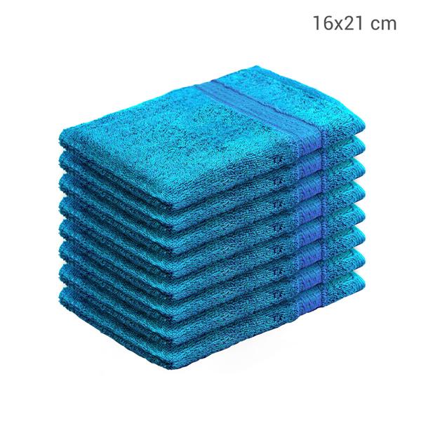 8er-Set Waschhandschuhe aus 100% Baumwolle, Frottee-Waschlappen - sehr saugstark, strapazierfähig & schnell trocknend - 2 Bordüren, 60°C waschbar, türkis