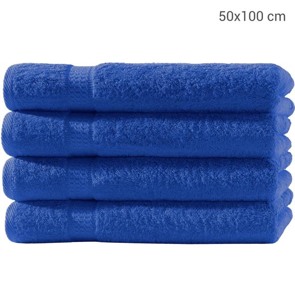 4er-Set Handtücher 50x100cm - 100% luxuriöse Baumwolle - kuschelweich, saugstark, schnelltrocknend - 2 Bordüren royal - maschinenwaschbar bis 60°